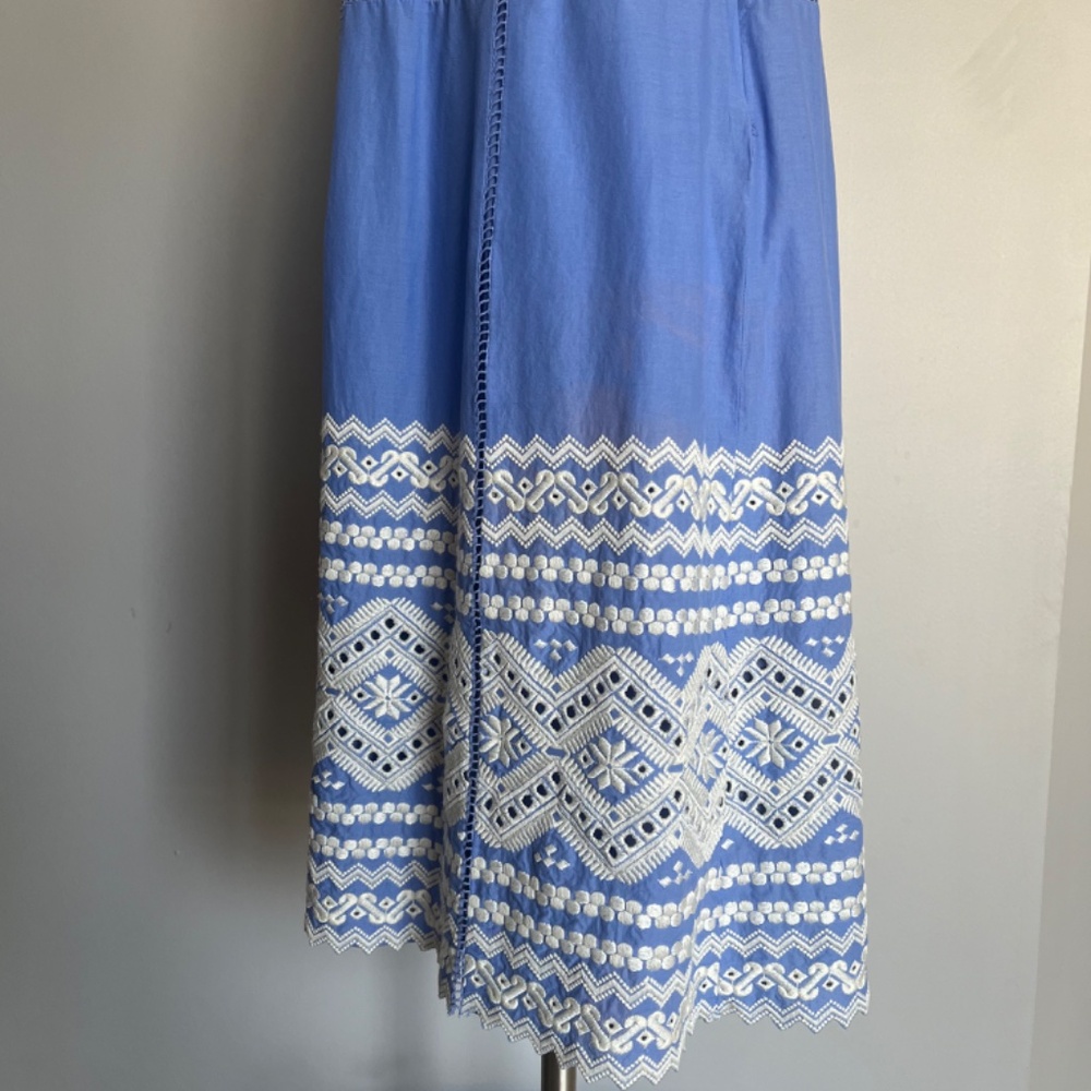 Tory Burch Blue 'Tiara' Embroidered Cotton A-Line Tank Sleeveless Casual Dress - Picture 13 of 15